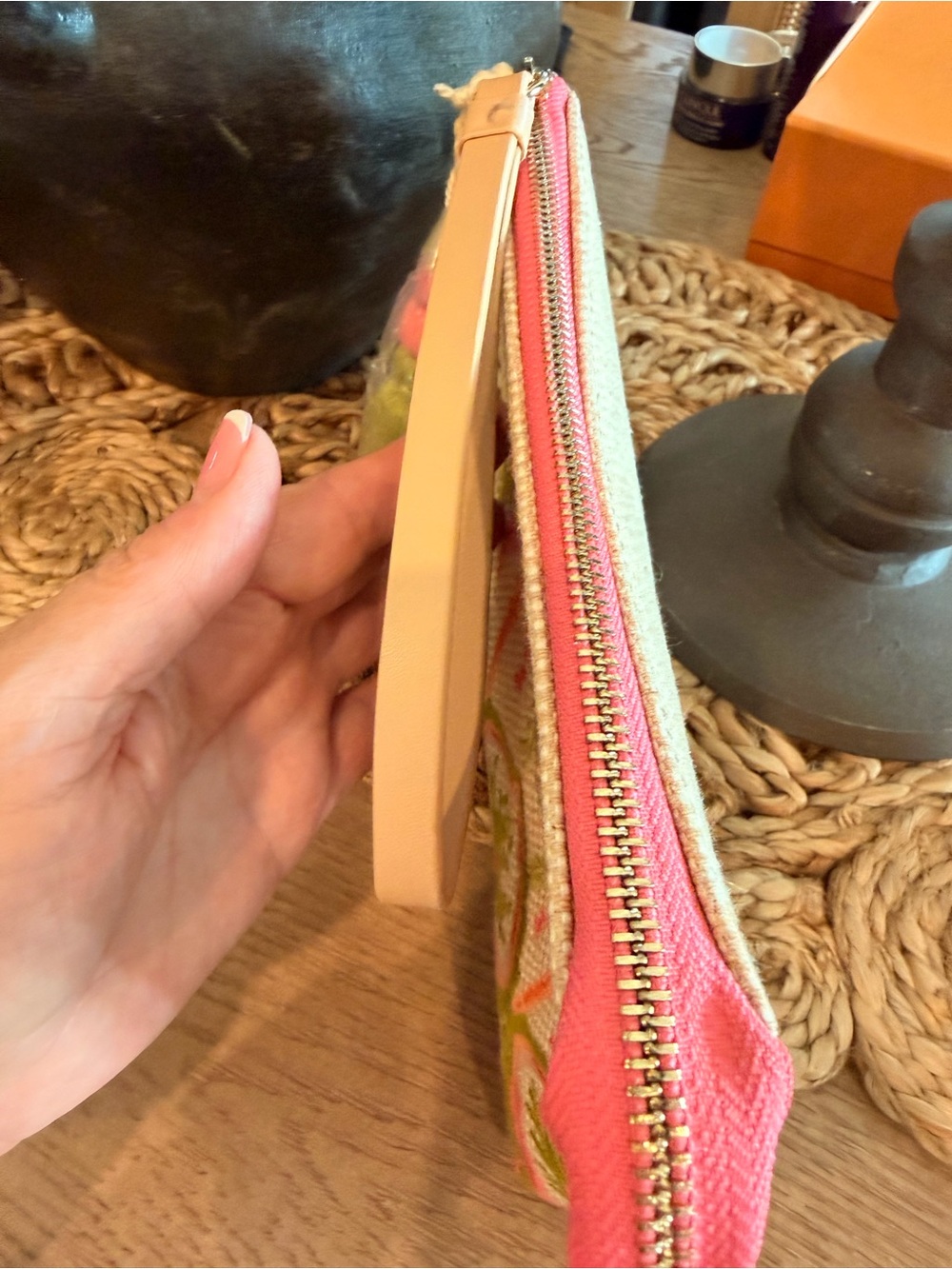 NWT Spartina 449 Embroidered Wristlet Clutch in Pink, Green & Cream - Picture 5 of 7
